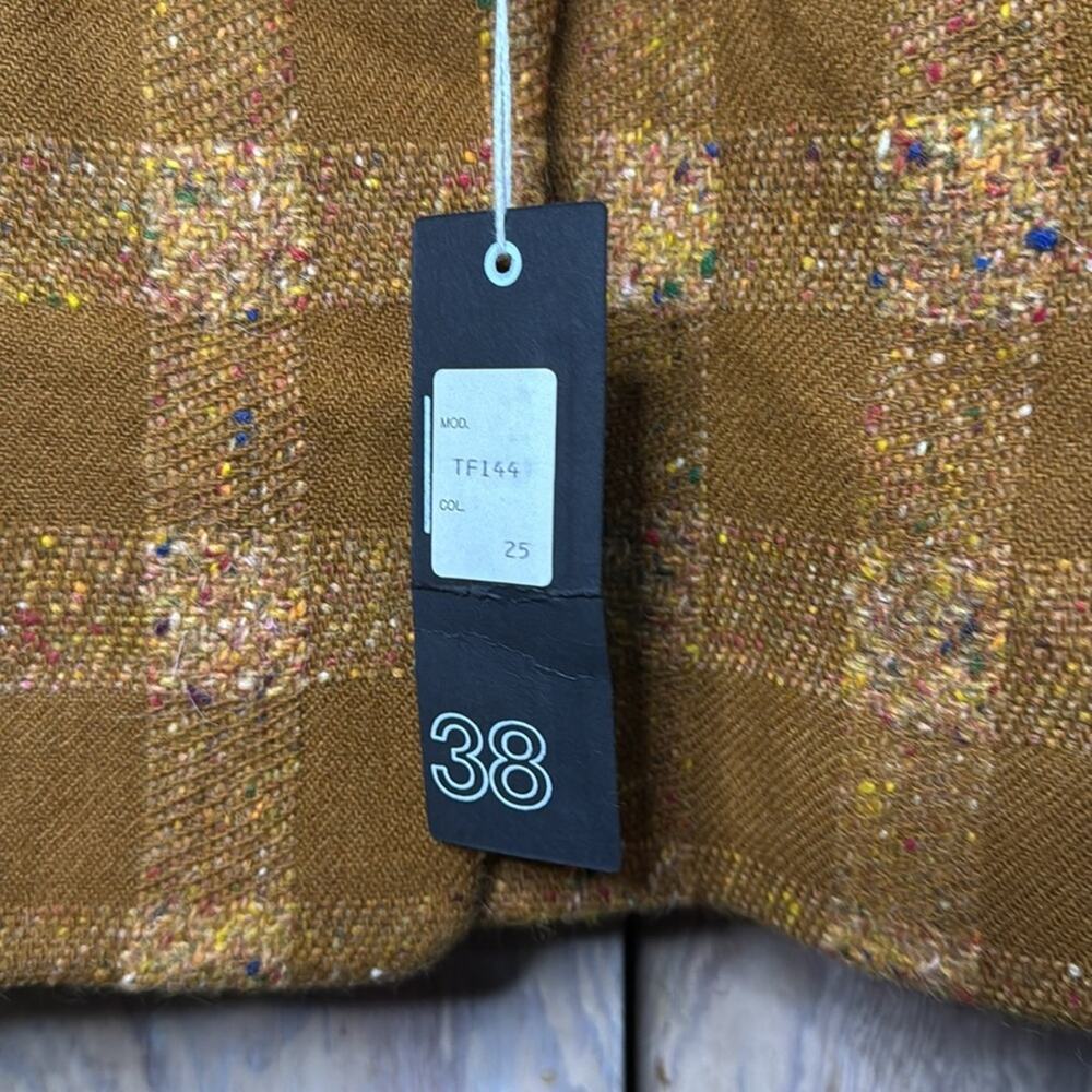 NWT Vintage Umberto Ginocchietti Light Brown Plaid Double Breasted Blazer EU 38 - Picture 7 of 8